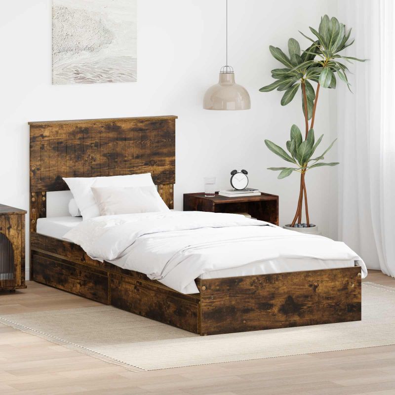 3410837_1.jpg vidaXL Úložná posteľ Dymová dub 90 x 200 cm Kompozitné drevo – Obrázok 1