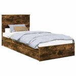 vidaXL Úložná posteľ Dymová dub 90 x 200 cm Kompozitné drevo – Obrázok 2