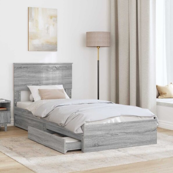 vidaXL Úložná posteľ Sivý Sonoma 90 x 200 cm Kompozitné drevo – Obrázok 3