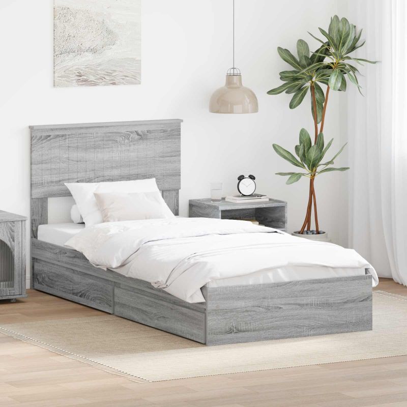 3410845_1.jpg vidaXL Úložná posteľ Sivý Sonoma 90 x 190 cm Kompozitné drevo – Obrázok 1
