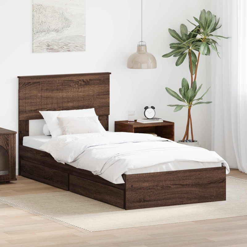 3410846_1.jpg vidaXL Úložná posteľ Hnedý dub 90 x 190 cm Kompozitné drevo – Obrázok 1