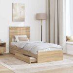 vidaXL Rám postele so zásuvkou Sonoma dub 75 x 190 cm Kompozitné drevo – Obrázok 3