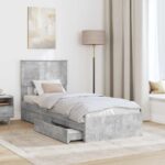 vidaXL Úložná posteľ Betónová šedá 75 x 190 cm Kompozitné drevo – Obrázok 3