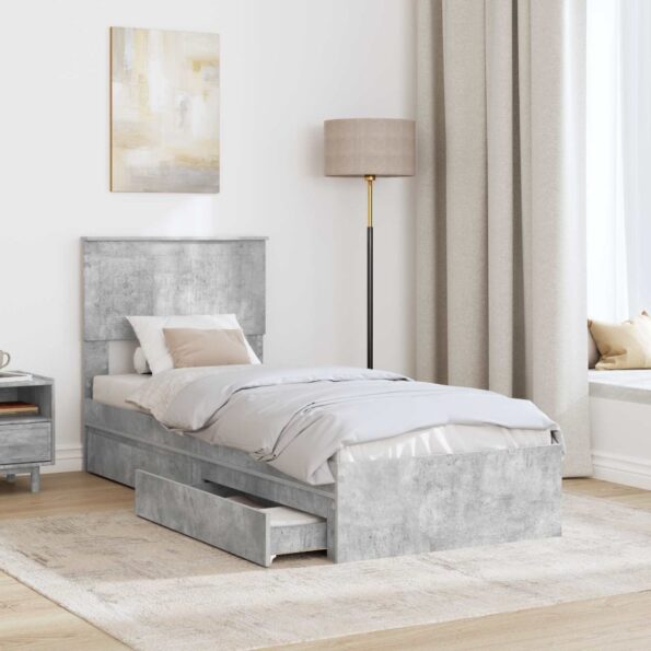 vidaXL Úložná posteľ Betónová šedá 75 x 190 cm Kompozitné drevo – Obrázok 3