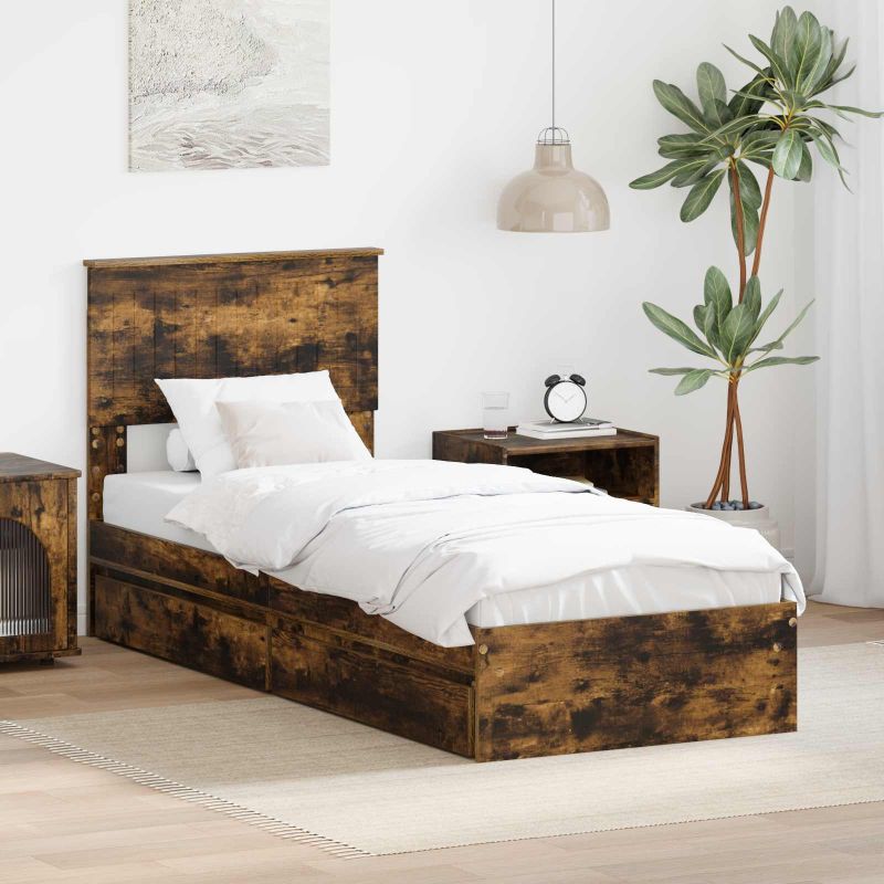 3410851_1.jpg vidaXL Úložná posteľ Dymová dub 75 x 190 cm Kompozitné drevo – Obrázok 1