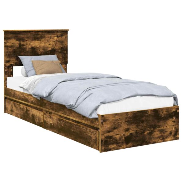 vidaXL Úložná posteľ Dymová dub 75 x 190 cm Kompozitné drevo – Obrázok 2