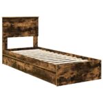 vidaXL Úložná posteľ Dymová dub 75 x 190 cm Kompozitné drevo – Obrázok 4