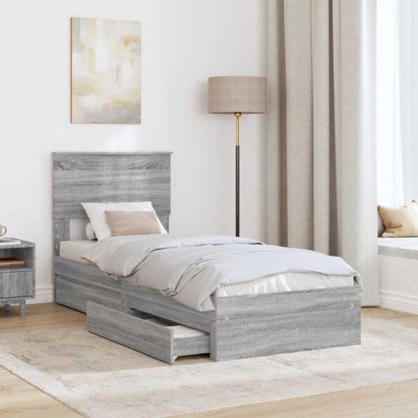 vidaXL Úložná posteľ Sivý Sonoma 75 x 190 cm Kompozitné drevo – Obrázok 3