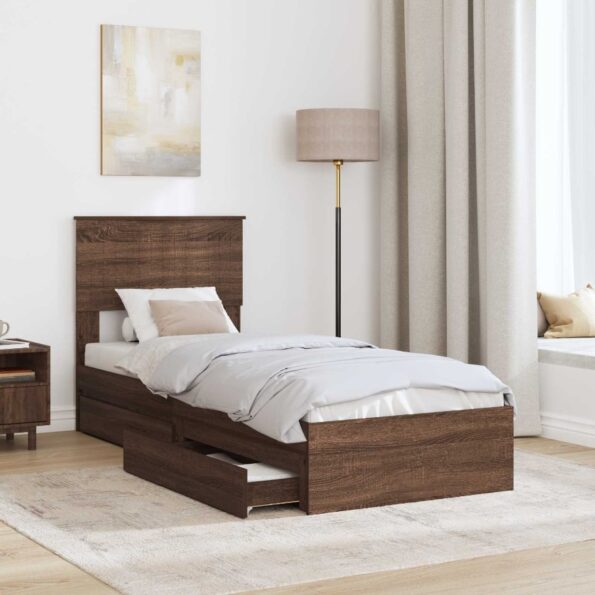 vidaXL Úložná posteľ Hnedý dub 75 x 190 cm Kompozitné drevo – Obrázok 3