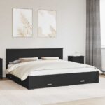 vidaXL Rám postele Čierna a strieborná 200 x 200 cm Kompozitné drevo