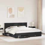 vidaXL Rám postele Čierna a strieborná 200 x 200 cm Kompozitné drevo – Obrázok 3
