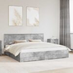 vidaXL Rám postele Betónová šedá 200 x 200 cm Kompozitné drevo