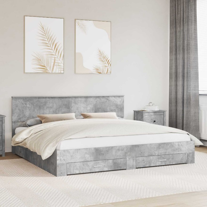 3410857_1.jpg vidaXL Rám postele Betónová šedá 200 x 200 cm Kompozitné drevo – Obrázok 1