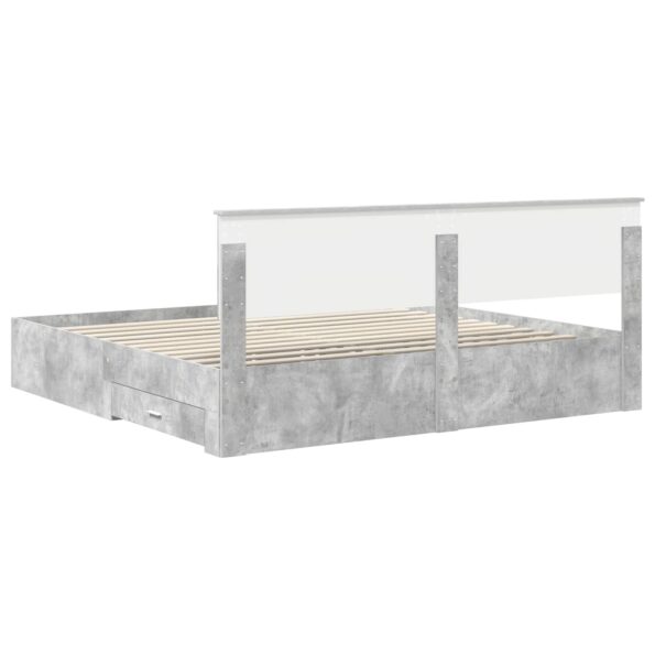 vidaXL Rám postele Betónová šedá 200 x 200 cm Kompozitné drevo – Obrázok 10
