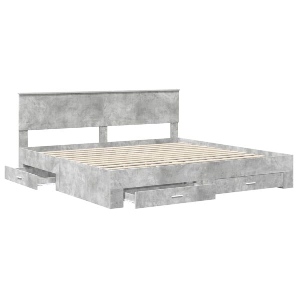 vidaXL Rám postele Betónová šedá 200 x 200 cm Kompozitné drevo – Obrázok 5
