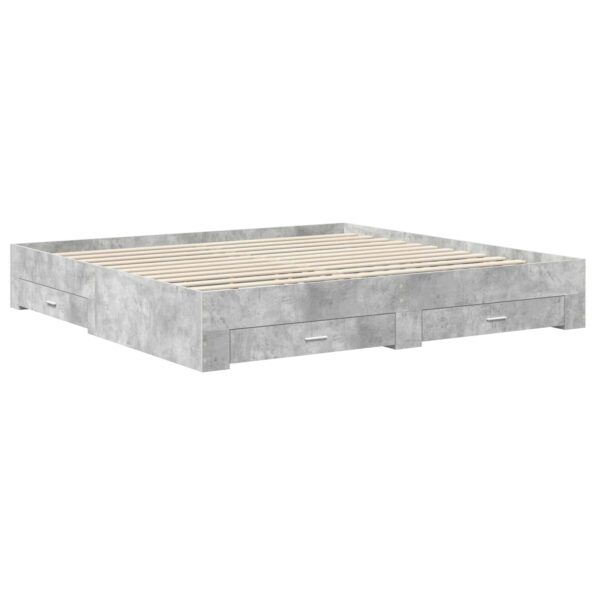 vidaXL Rám postele Betónová šedá 200 x 200 cm Kompozitné drevo – Obrázok 6