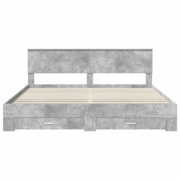 vidaXL Rám postele Betónová šedá 200 x 200 cm Kompozitné drevo – Obrázok 8