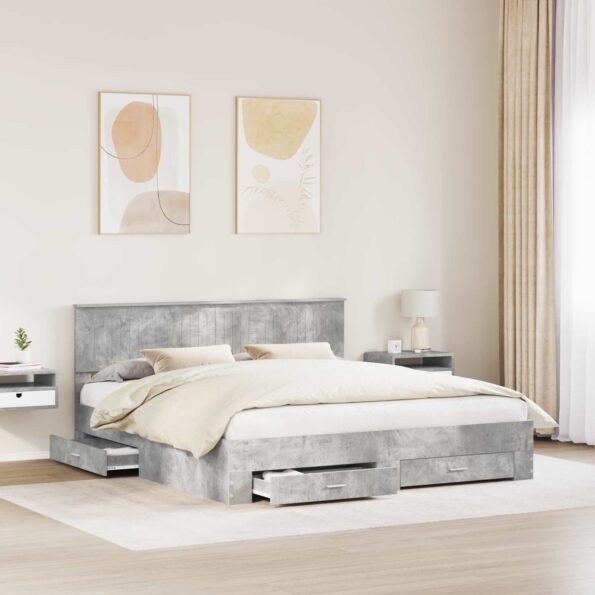vidaXL Rám postele Betónová šedá 180 x 200 cm Kompozitné drevo – Obrázok 3