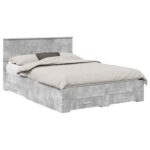vidaXL Rám postele Betónová šedá 140 x 200 cm Kompozitné drevo – Obrázok 2