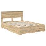 vidaXL Rám postele Sonoma dub 140 x 190 cm Kompozitné drevo – Obrázok 4