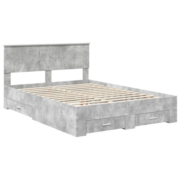 vidaXL Rám postele Betónová šedá 140 x 190 cm Kompozitné drevo – Obrázok 4