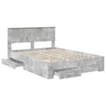 vidaXL Rám postele Betónová šedá 140 x 190 cm Kompozitné drevo – Obrázok 5