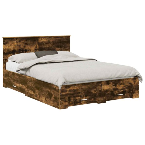 vidaXL Rám postele Dymová dub 140 x 190 cm Kompozitné drevo – Obrázok 2