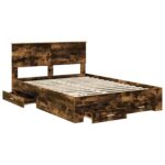 vidaXL Rám postele Dymová dub 140 x 190 cm Kompozitné drevo – Obrázok 5