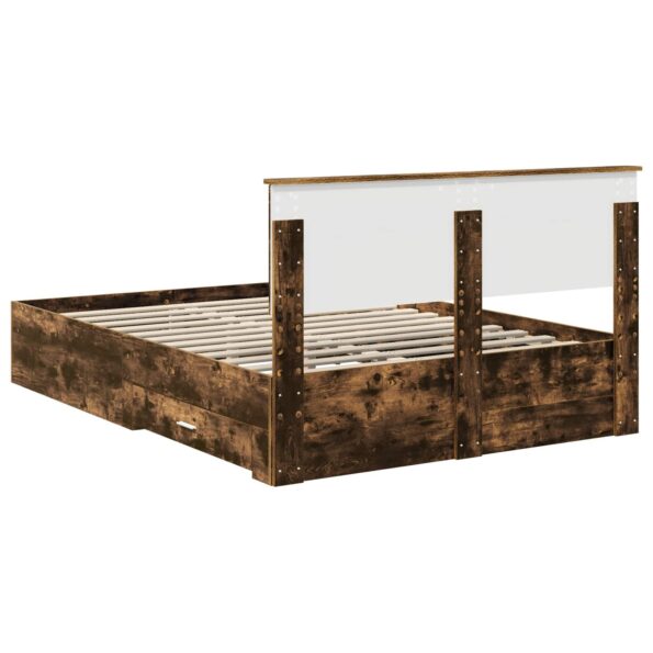 vidaXL Rám postele Dymová dub 135 x 190 cm Kompozitné drevo – Obrázok 10