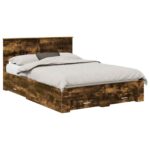 vidaXL Rám postele Dymová dub 135 x 190 cm Kompozitné drevo – Obrázok 2
