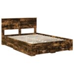 vidaXL Rám postele Dymová dub 135 x 190 cm Kompozitné drevo – Obrázok 4