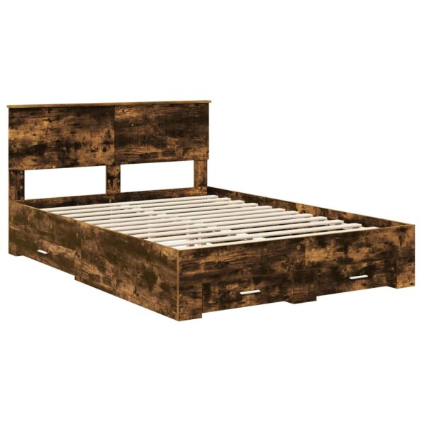 vidaXL Rám postele Dymová dub 135 x 190 cm Kompozitné drevo – Obrázok 4