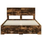 vidaXL Rám postele Dymová dub 135 x 190 cm Kompozitné drevo – Obrázok 8