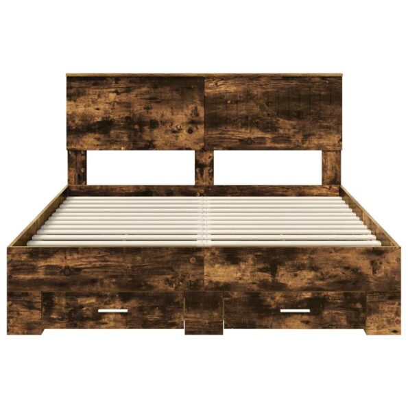 vidaXL Rám postele Dymová dub 135 x 190 cm Kompozitné drevo – Obrázok 8