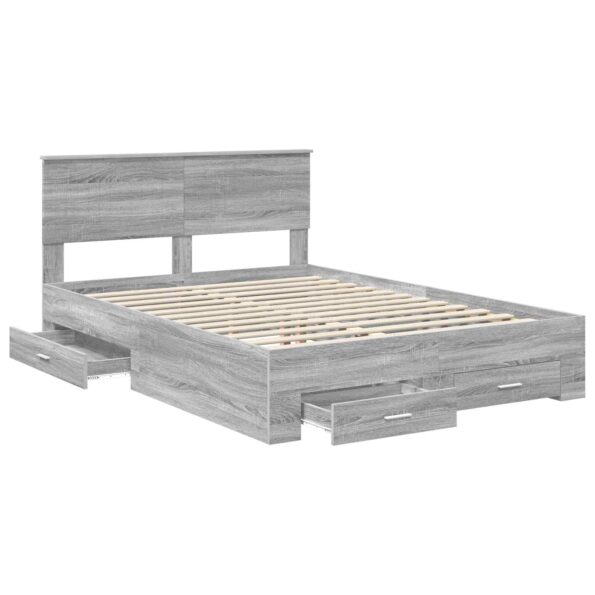 vidaXL Rám postele Sivý Sonoma 135 x 190 cm Kompozitné drevo – Obrázok 5