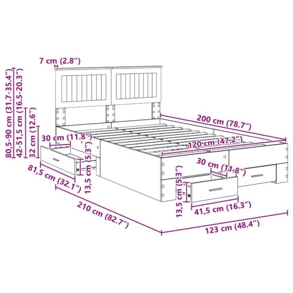 vidaXL Rám postele Sonoma dub 120 x 200 cm Kompozitné drevo – Obrázok 9
