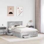 vidaXL Rám postele Betónová šedá 120 x 200 cm Kompozitné drevo – Obrázok 3