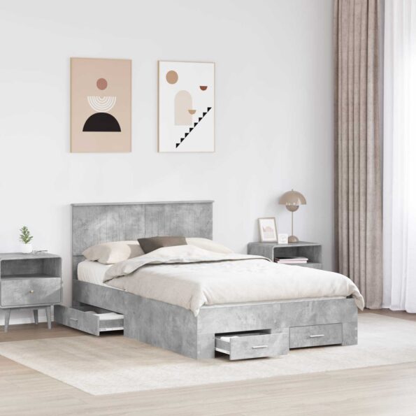 vidaXL Rám postele Betónová šedá 120 x 200 cm Kompozitné drevo – Obrázok 3