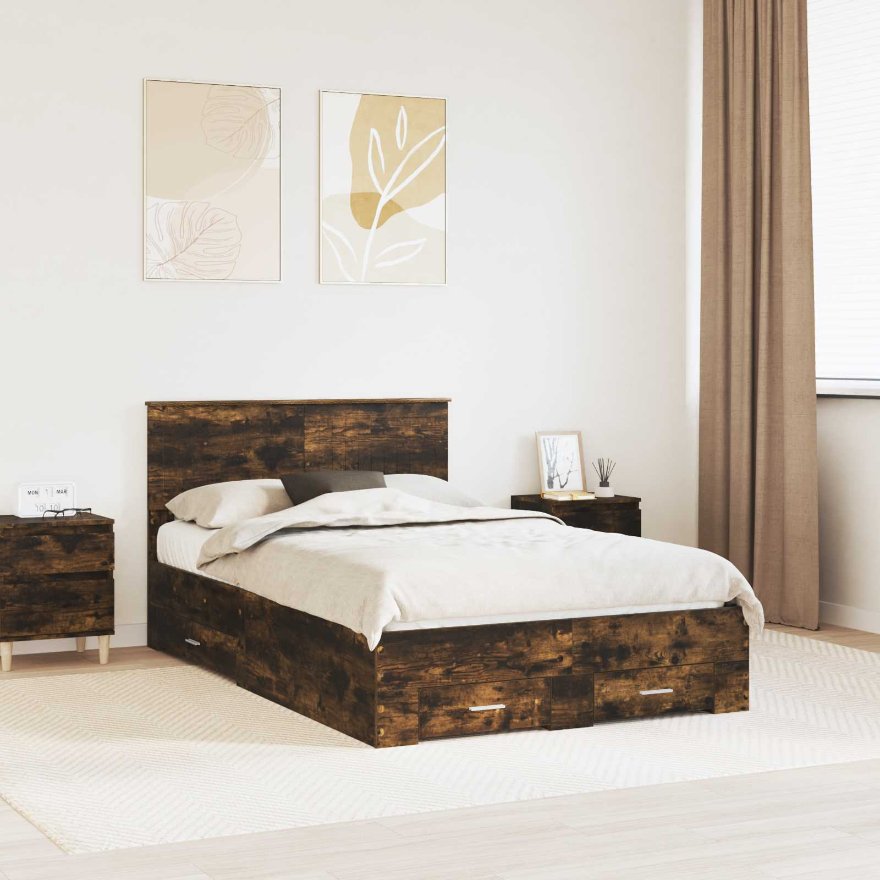 3410926_1.jpg vidaXL Rám postele Dymová dub 120 x 190 cm Kompozitné drevo – Obrázok 1
