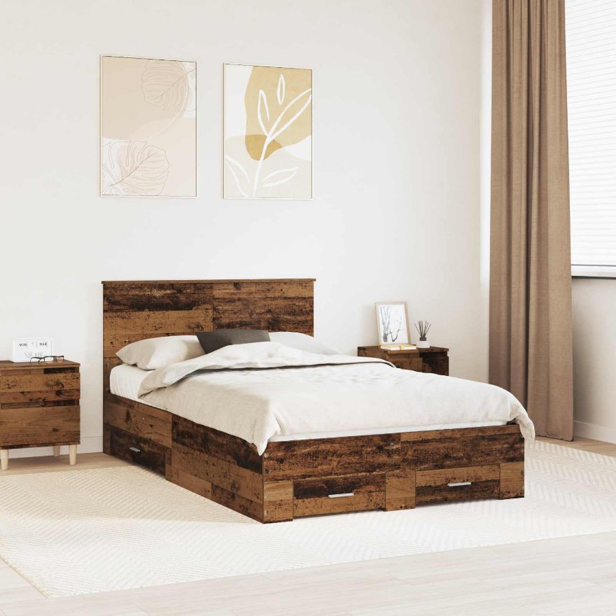 3410929_1.jpg vidaXL Rám postele Staré drevo 120 x 190 cm Kompozitné drevo – Obrázok 1