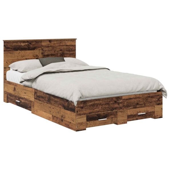 vidaXL Rám postele Staré drevo 120 x 190 cm Kompozitné drevo – Obrázok 2