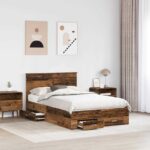 vidaXL Rám postele Staré drevo 120 x 190 cm Kompozitné drevo – Obrázok 3