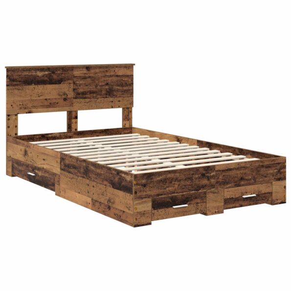vidaXL Rám postele Staré drevo 120 x 190 cm Kompozitné drevo – Obrázok 4