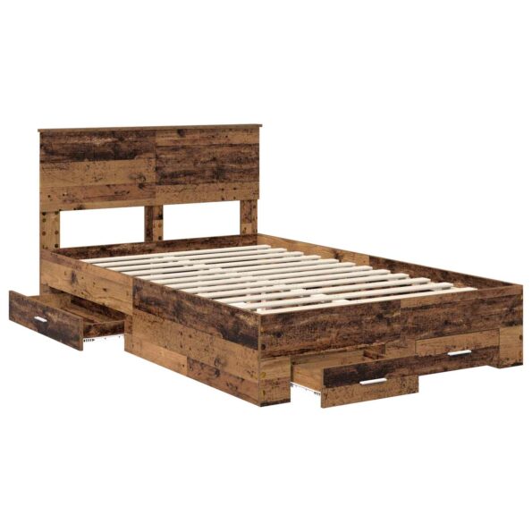 vidaXL Rám postele Staré drevo 120 x 190 cm Kompozitné drevo – Obrázok 5