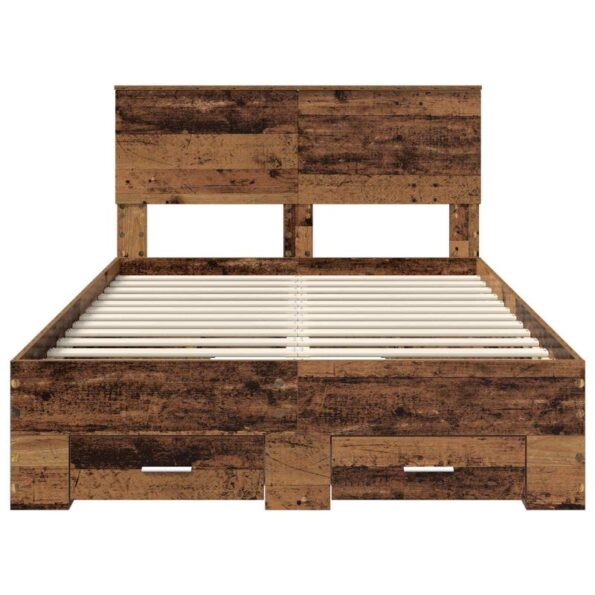 vidaXL Rám postele Staré drevo 120 x 190 cm Kompozitné drevo – Obrázok 8