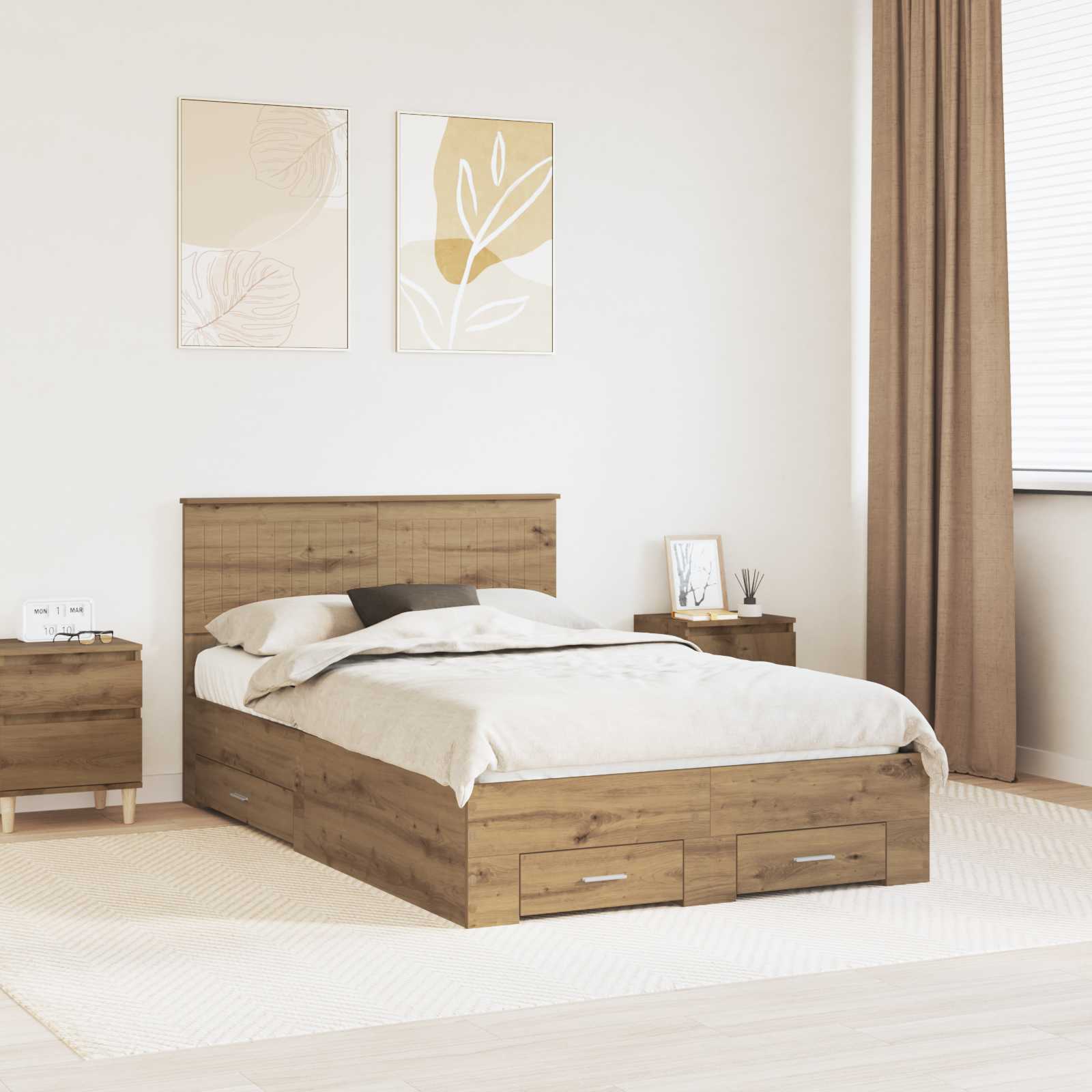 3410930_1.jpg vidaXL Rám postele Remeselný dub 120 x 190 cm Kompozitné drevo – Obrázok 1