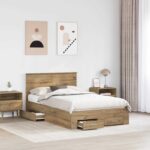 vidaXL Rám postele Remeselný dub 120 x 190 cm Kompozitné drevo – Obrázok 3