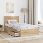 vidaXL Rám postele Sonoma dub 100 x 200 cm Kompozitné drevo – Obrázok 3