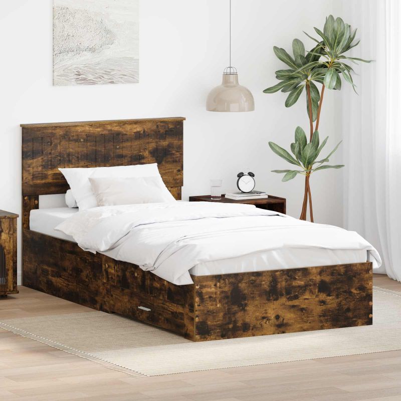 3410935_1.jpg vidaXL Rám postele Dymová dub 100 x 200 cm Kompozitné drevo – Obrázok 1