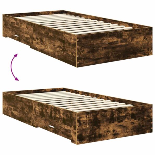 vidaXL Rám postele Dymová dub 100 x 200 cm Kompozitné drevo – Obrázok 12